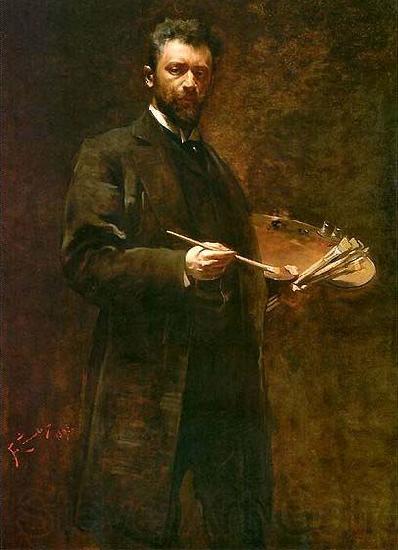 Franciszek zmurko Self-portrait with a palette. France oil painting art